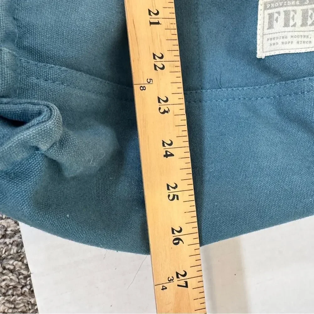 Feed America Teal Blue Canvas Tote Bag Handbag Womens Feminist Pin